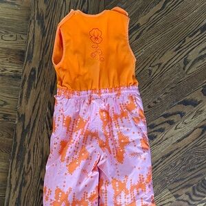 SPYDER girls bib snow pants jumpsuit size 8 orange pink ski